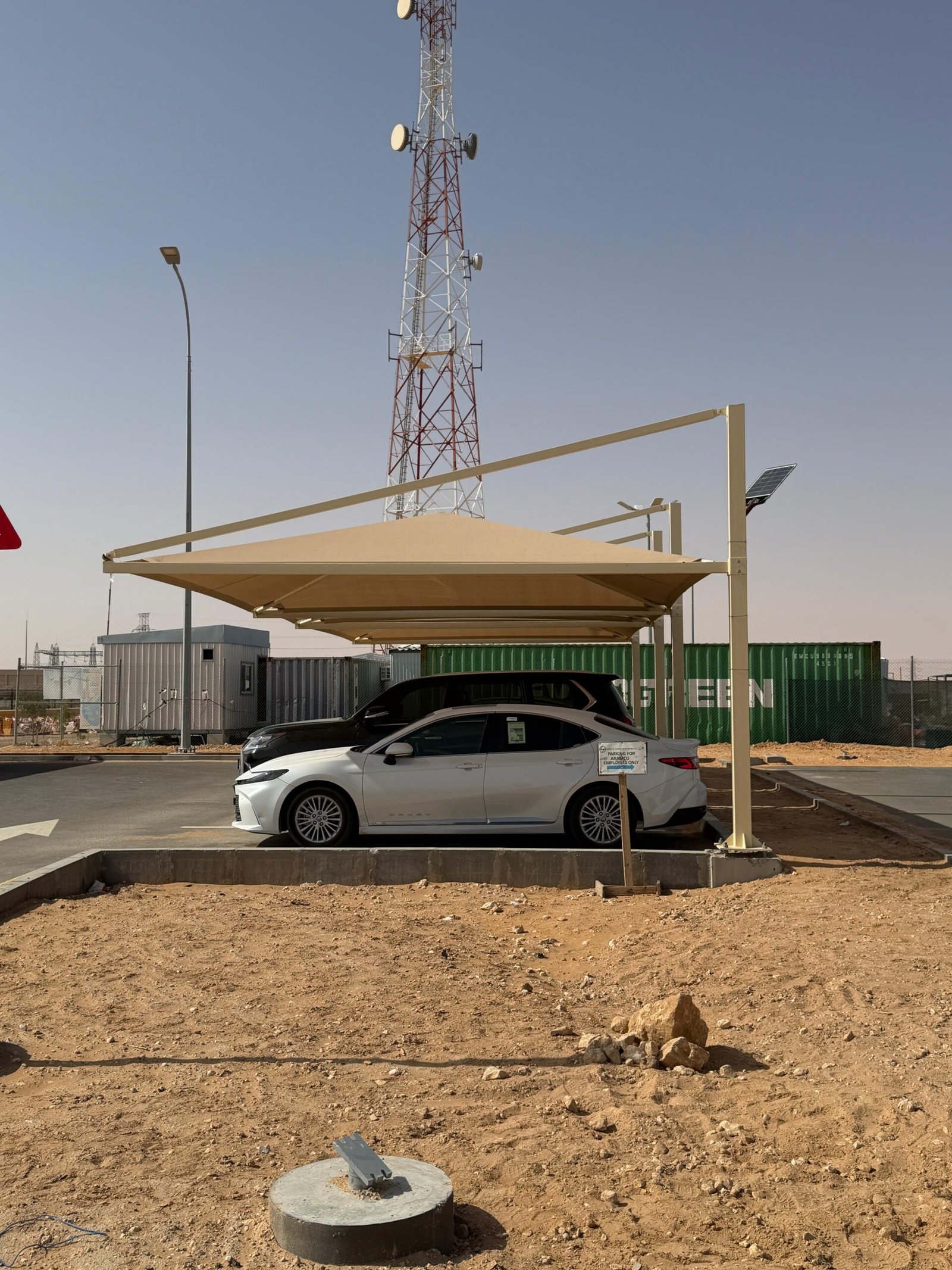 Aramco PS1 Riyadh Top Supported Pyramid Parking Shade Project Aramco PS1 Riyadh Top Supported Pyramid Parking Shade Project