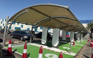 Car Parking Shade Installation for Envevo Co Tesla Project in Jeddah Car Parking Shade Installation for Envevo Co Tesla Project in Jeddah