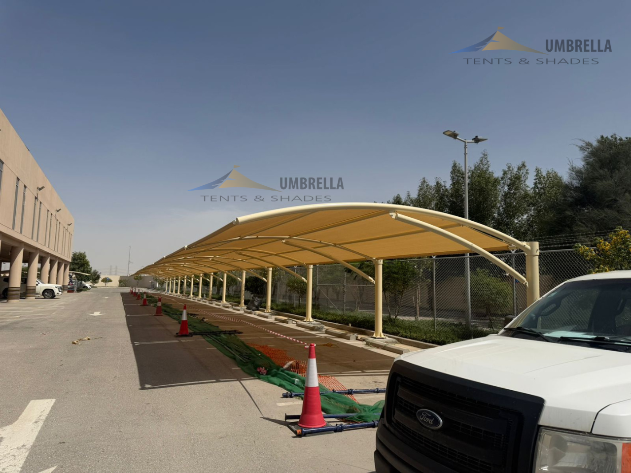 Heavy Duty Parking Shade Installation