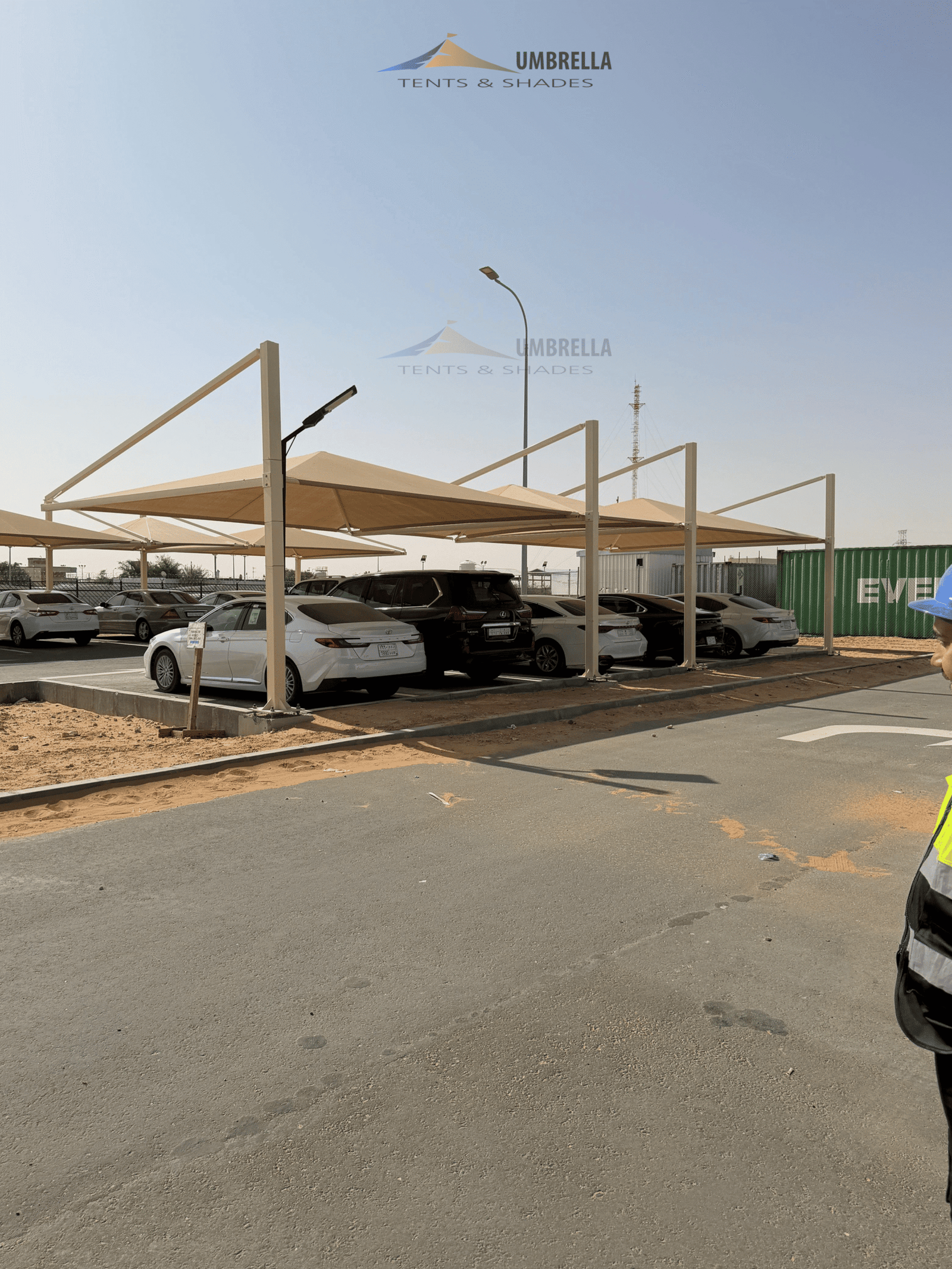 Premium Car Parking Shade Installation at Petropan Co Aramco PS1 Riyadh Premium Car Parking Shade Installation at Petropan Co Aramco PS1 Riyadh