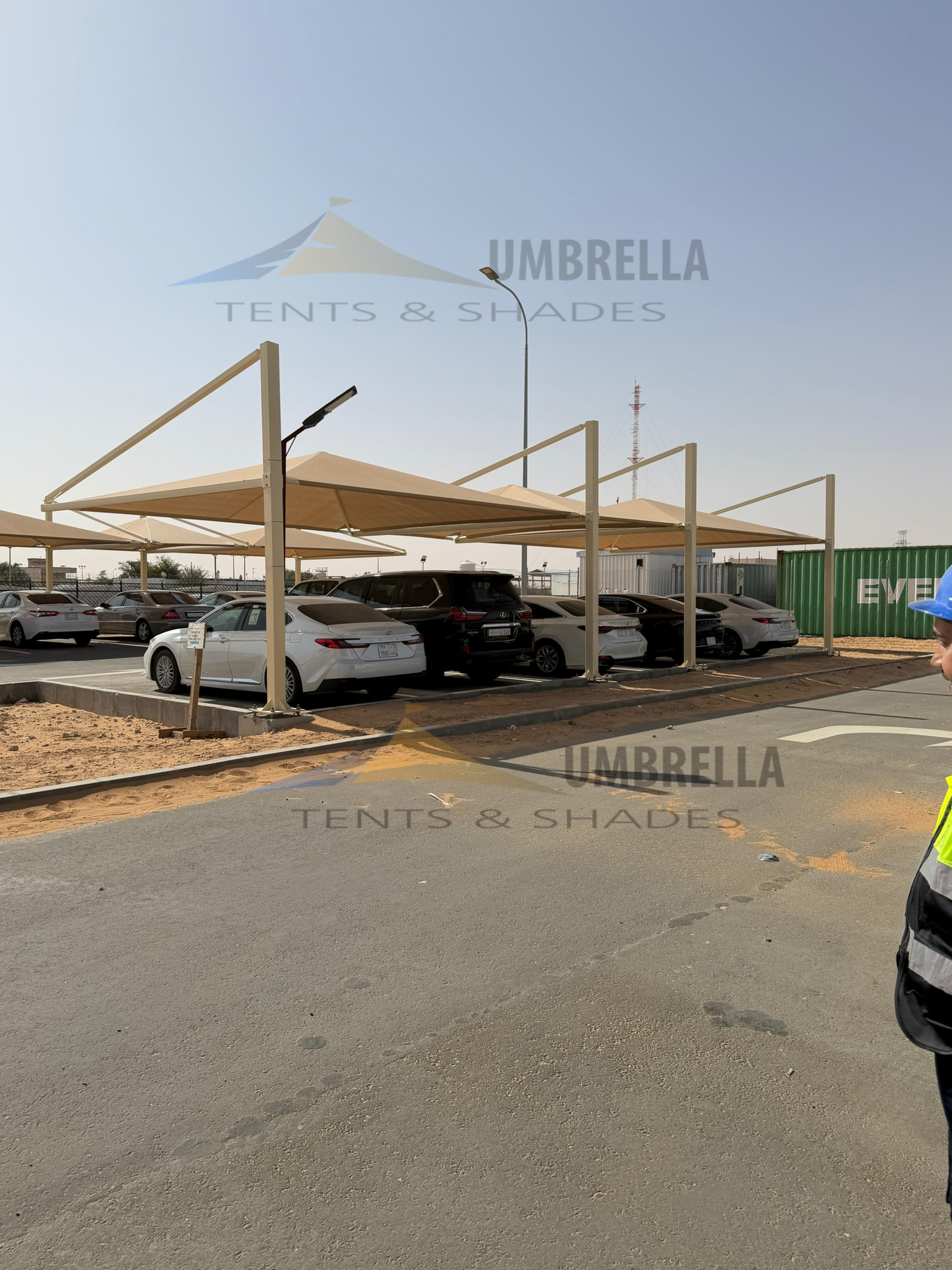 Premium Top Supported Pyramid Car Parking Shade Installation for Petropan Co. Aramco PS1 Riyadh Sa Premium Top Supported Pyramid Car Parking Shade Installation for Petropan Co. Aramco PS1 Riyadh Sa
