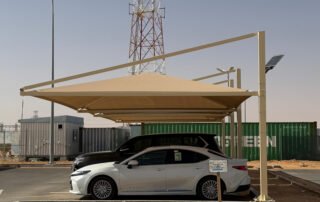 Top Supported Pyramid Car Parking Shade Installation for Petropan Co Aramco PS1 Riyadh Top Supported Pyramid Car Parking Shade Installation for Petropan Co Aramco PS1 Riyadh
